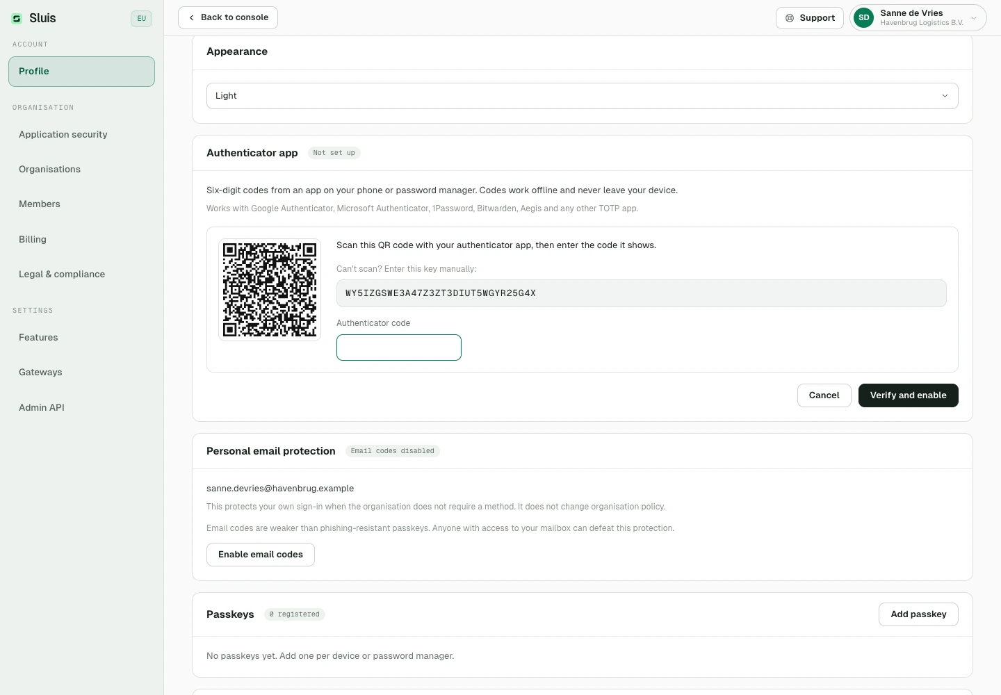 Two-factor with an authenticator app